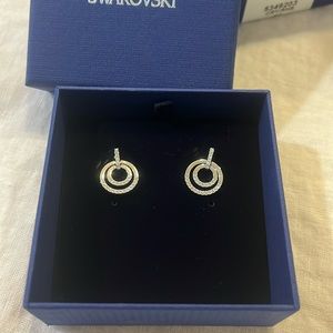Swarovski Rhodium plate mini circle earrings